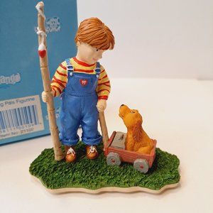 Pound Puppies Fishing Pals Figurine Dog Walking  Mango Designs 2002 HTF